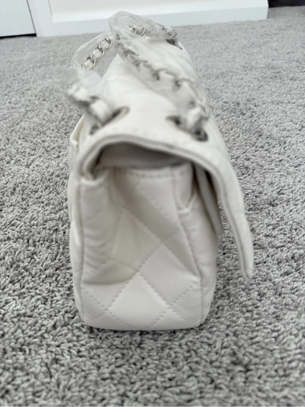 INSPIRED… Quilted Flap Bag in White with Silver Hardware